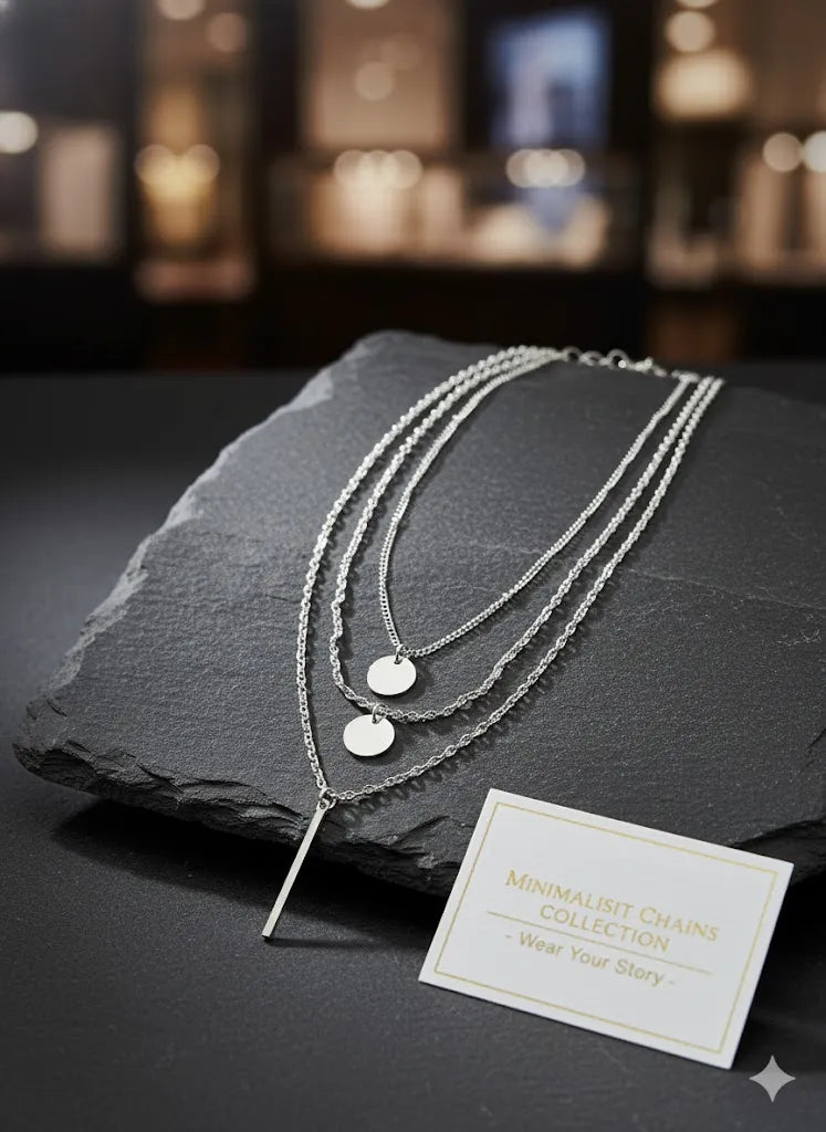 Dual Chain Bar Pendant Necklace