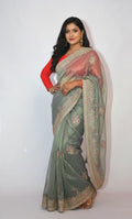 Chandrika Ivory Greyish Green Banarasi