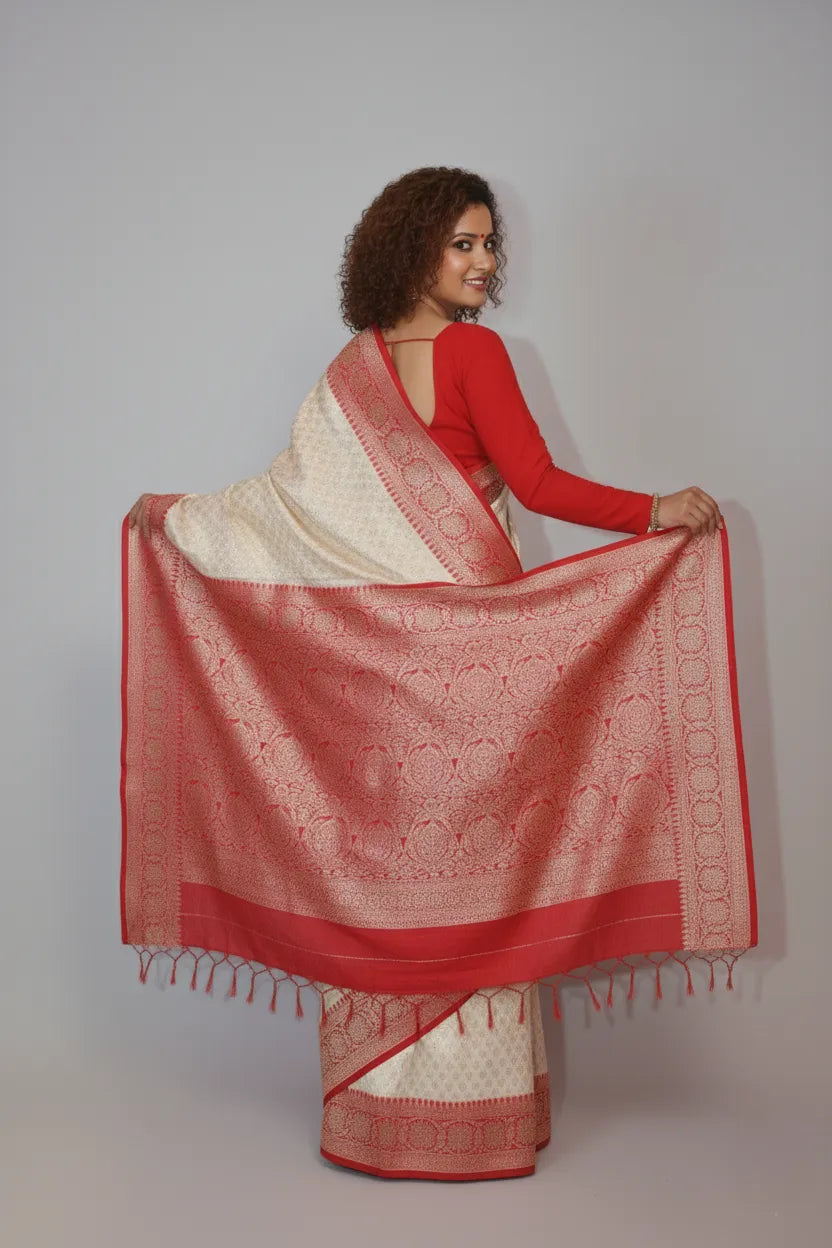 Shweta Pearl White Georgette Saree