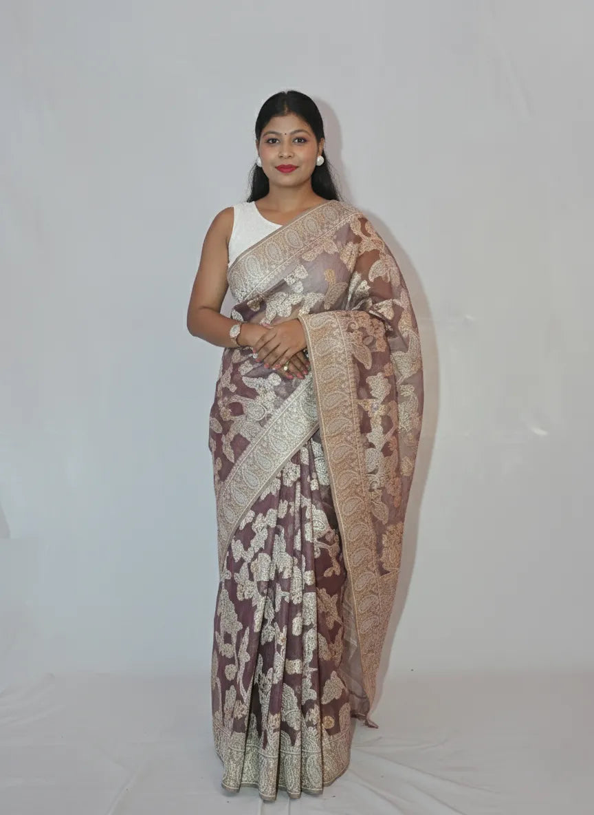 Ahalya Cream Handwoven Saree