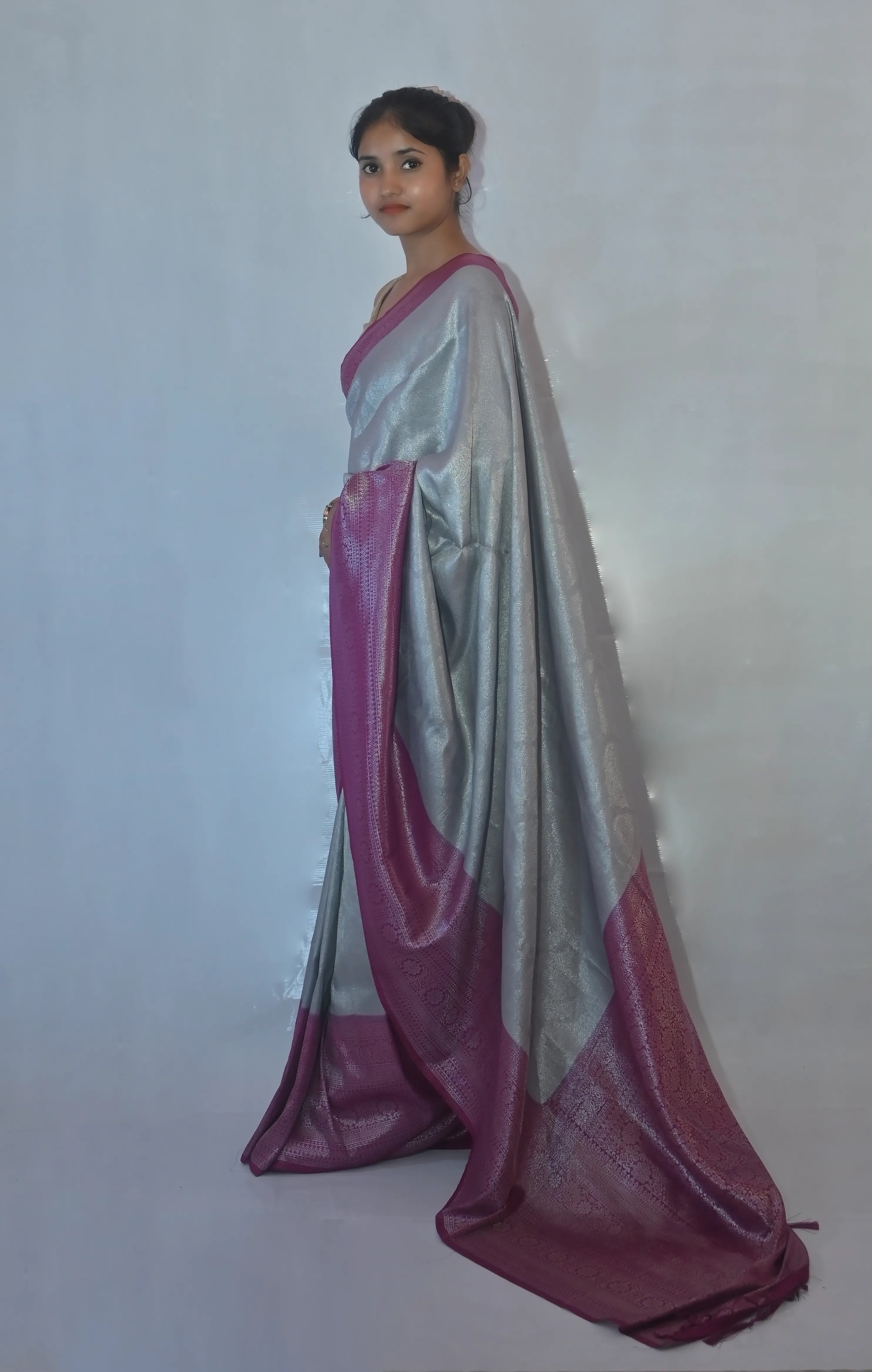 Kesarika Silver Grey Mustard Banarasi