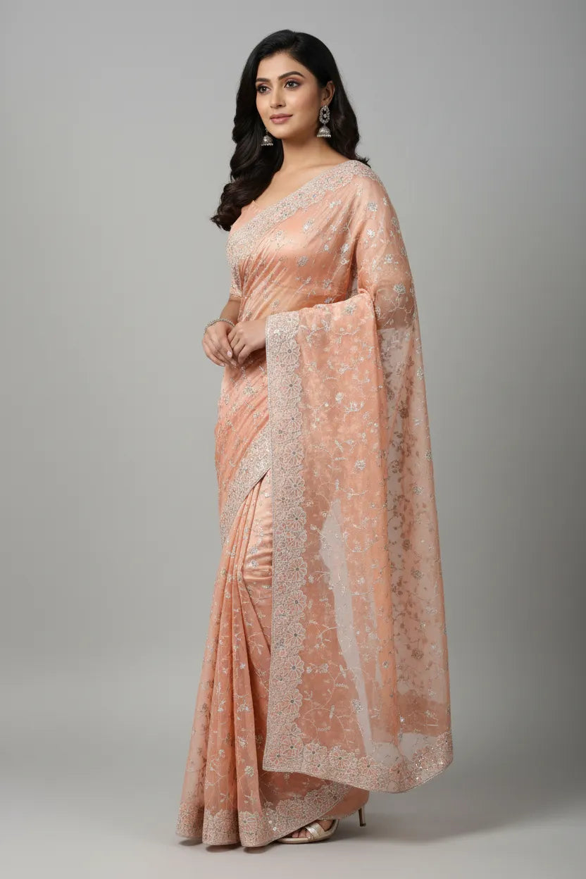 Mrinalini Peach Brocade Banarasi