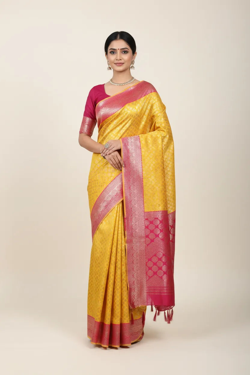 Sarojini Golden Yellow Banarasi